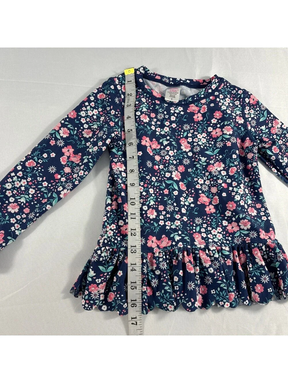 RuffleButts Girls Moonlit Meadow Floral Long Sleeve Rash Guard Set 5